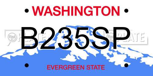 B235SP Washington License Plate