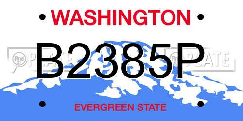 B2385P Washington License Plate