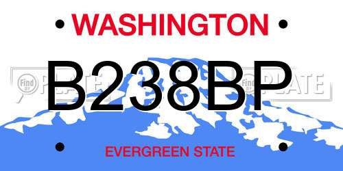 B238BP Washington License Plate