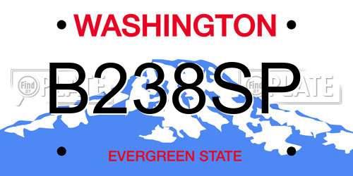 B238SP Washington License Plate