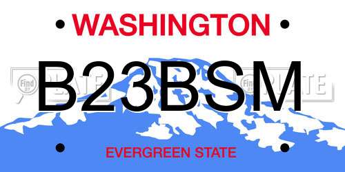 B23BSM Washington License Plate