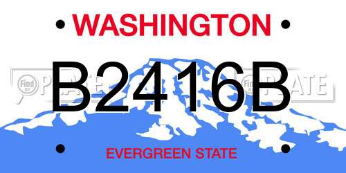 B2416B Washington License Plate