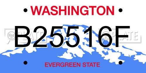 B25516F Washington License Plate