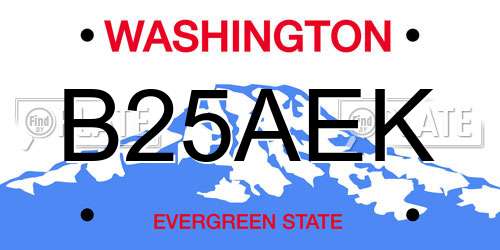 B25AEK Washington License Plate