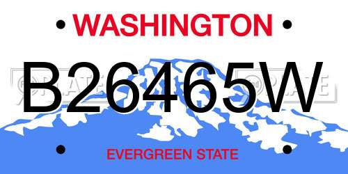 B26465W Washington License Plate