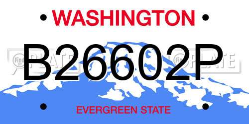 B26602P Washington License Plate
