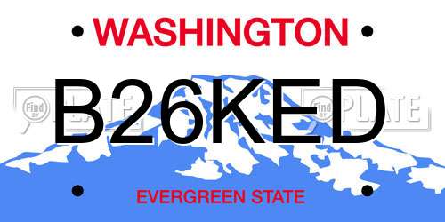 B26KED Washington License Plate