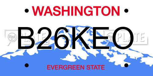 B26KEO Washington License Plate