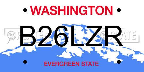 B26LZR Washington License Plate