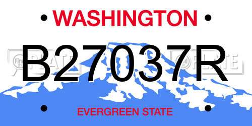 B27037R Washington License Plate