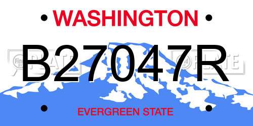 B27047R Washington License Plate