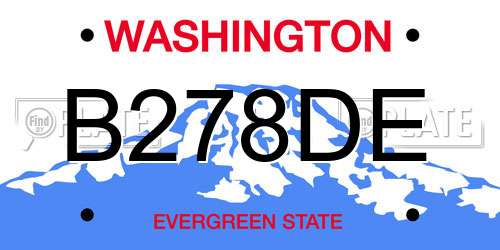B278DE Washington License Plate