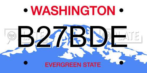 B27BDE Washington License Plate