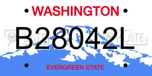 B28042L Washington License Plate