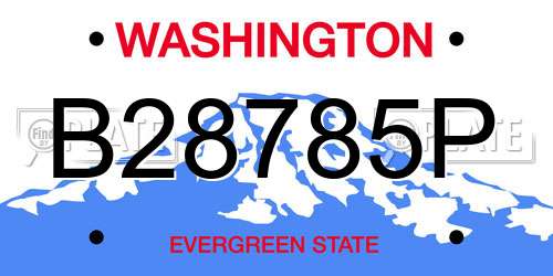 B28785P Washington License Plate