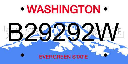 B29292W Washington License Plate