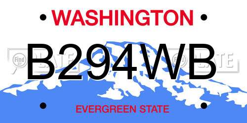 B294WB Washington License Plate