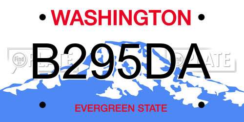 B295DA Washington License Plate