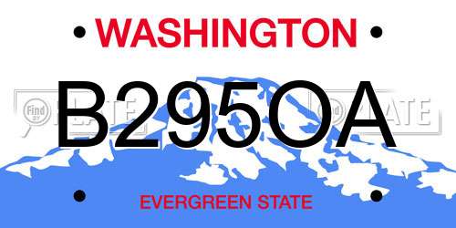 B295OA Washington License Plate