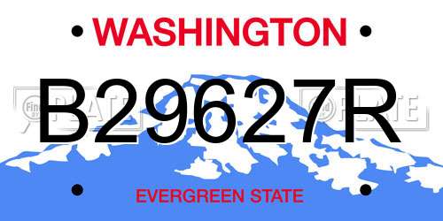 B29627R Washington License Plate