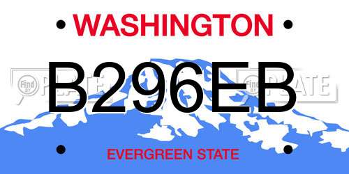 B296EB Washington License Plate