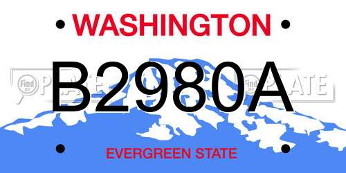 B2980A Washington License Plate