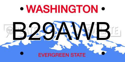 B29AWB Washington License Plate