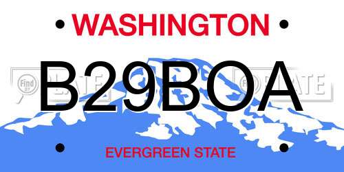 B29BOA Washington License Plate
