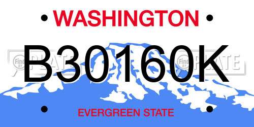 B30160K Washington License Plate