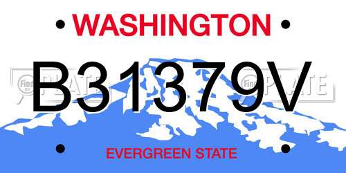 B31379V Washington License Plate