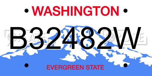 B32482W Washington License Plate