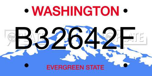 B32642F Washington License Plate