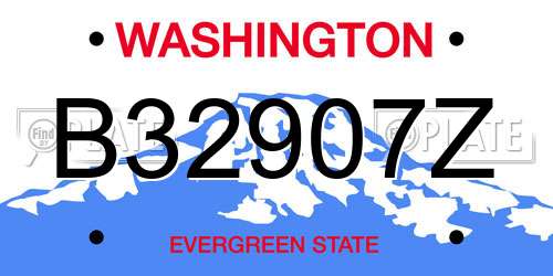 B32907Z Washington License Plate