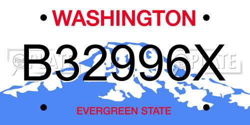 B32996X Washington License Plate