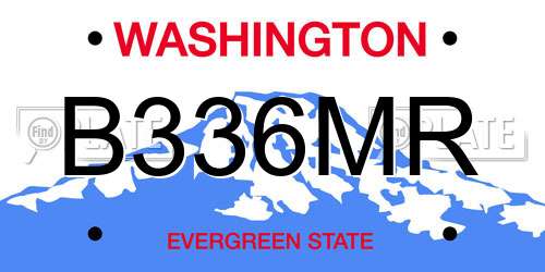 B336MR Washington License Plate