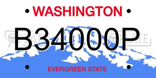 B34000P Washington License Plate