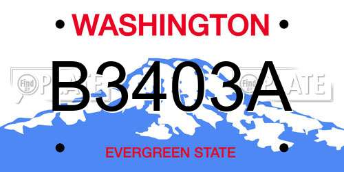 B3403A Washington License Plate