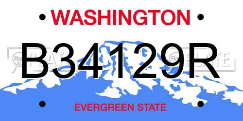 B34129R Washington License Plate