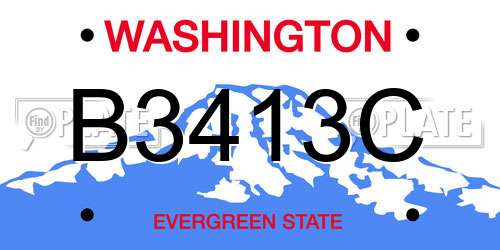 B3413C Washington License Plate