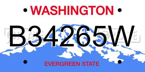 B34265W Washington License Plate