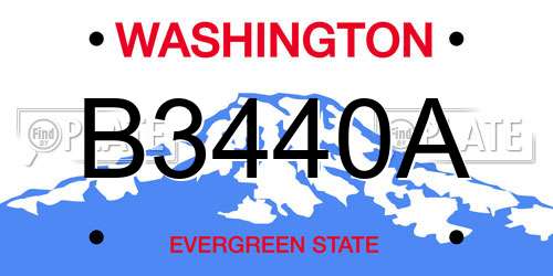 B3440A Washington License Plate