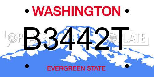 B3442T Washington License Plate