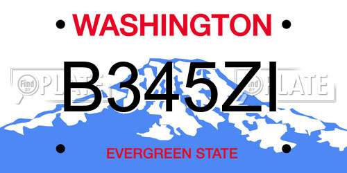 B345ZI Washington License Plate