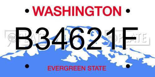 B34621F Washington License Plate