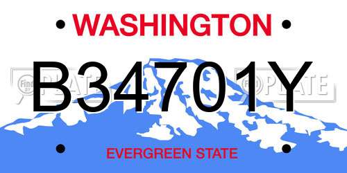 B34701Y Washington License Plate
