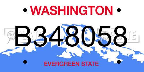 B348058 Washington License Plate