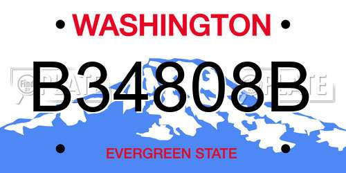 B34808B Washington License Plate