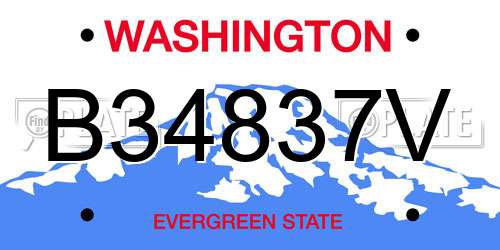 B34837V Washington License Plate