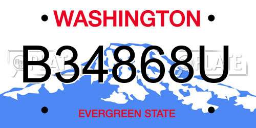 B34868U Washington License Plate