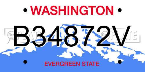 B34872V Washington License Plate